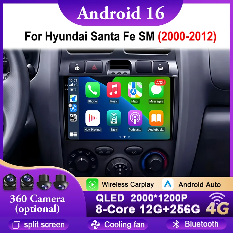 For Hyundai Santa Fe SM 2000 - 2012 Car Radio Android Multimidia Player GPS WIFI Carplay Screen Auto Stero Intelligent System