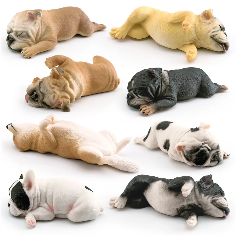 New Mini  French Bulldog Model Dog Figurine Animal Model Toy Figure Solid Home Decoration Collection Children's Educational Toys