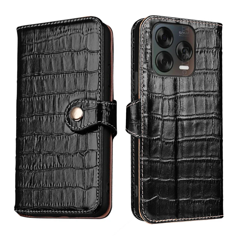 

Real Leather Crocodile Texture card Slot Wallet Cover For ZTE Blade V70 Design Vita Filp Magnetic button shockproof phone Case