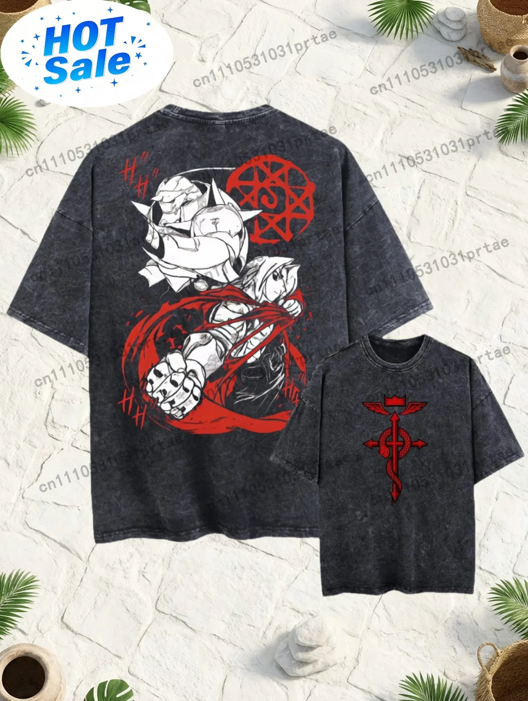 Unisex Vintage Distressed Oversized Black T-Shirt with Short Sleeves Featuring Graphic Design for Men And Women, Showcasing Anim