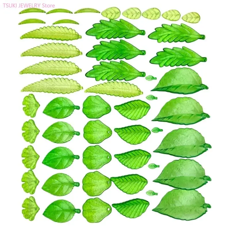 62KE Assorted Shaped Beads Translucent Green Jewelry Crafting DIY