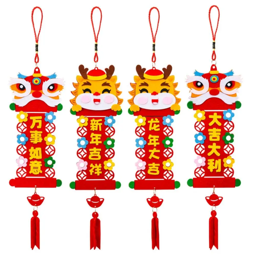 Estilo chinês Decoração Pingente, DIY Toy Layout Props, Ano Novo, Brinquedos Educativos com Corda Suspensa, Padrão Dragão