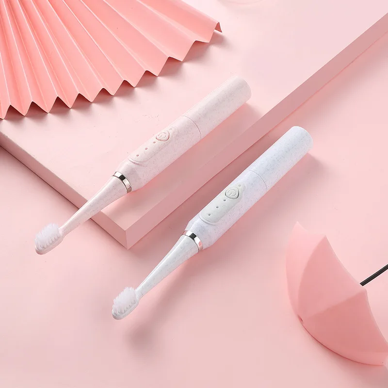 فرشاة أسنان كهربائية بالموجات الصوتية للرجال والنساء الكبار غير قابلة للشحن لينة الفراء كامل التلقائي زوجين مقاوم للماء 2 ألوان