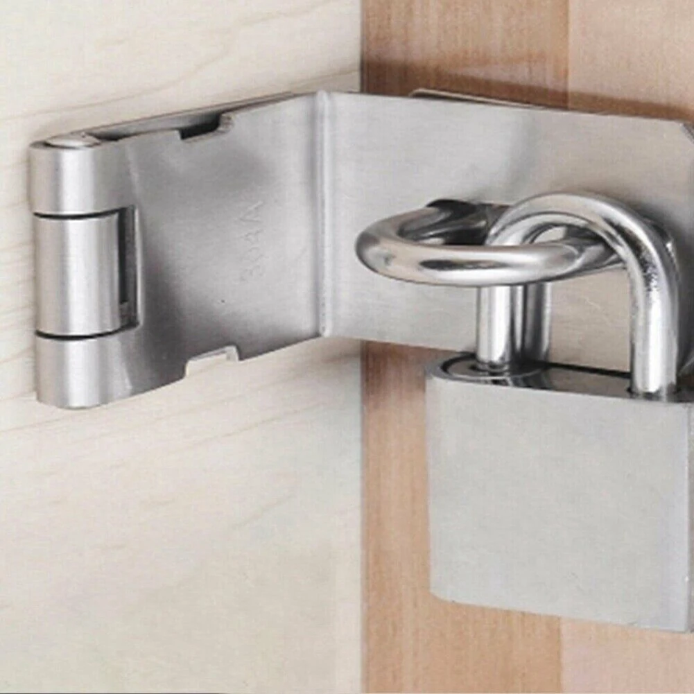 Chiusura a scatto in acciaio inossidabile Lucchetto Chiusura per cancello Hasp Porta con graffetta Chiusure a 90 gradi Serratura per capannone Hardware antifurto