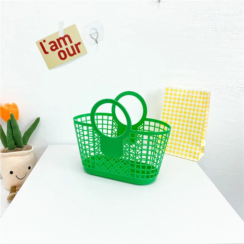 Summer Fashion Children\'s Beach Handbag Cute Baby Girls Plastic Hand Carrying Tote Bag Boys Kids Hollow Out Basket Shoulder Bags