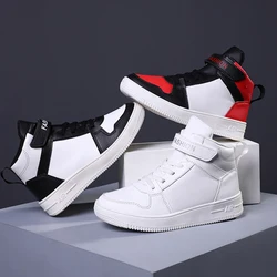 Children's High-top Casual Shoes Waterproof Leather Boys and Girls Sports Shoes Magic Buckle Non-slip Children's Running Shoes