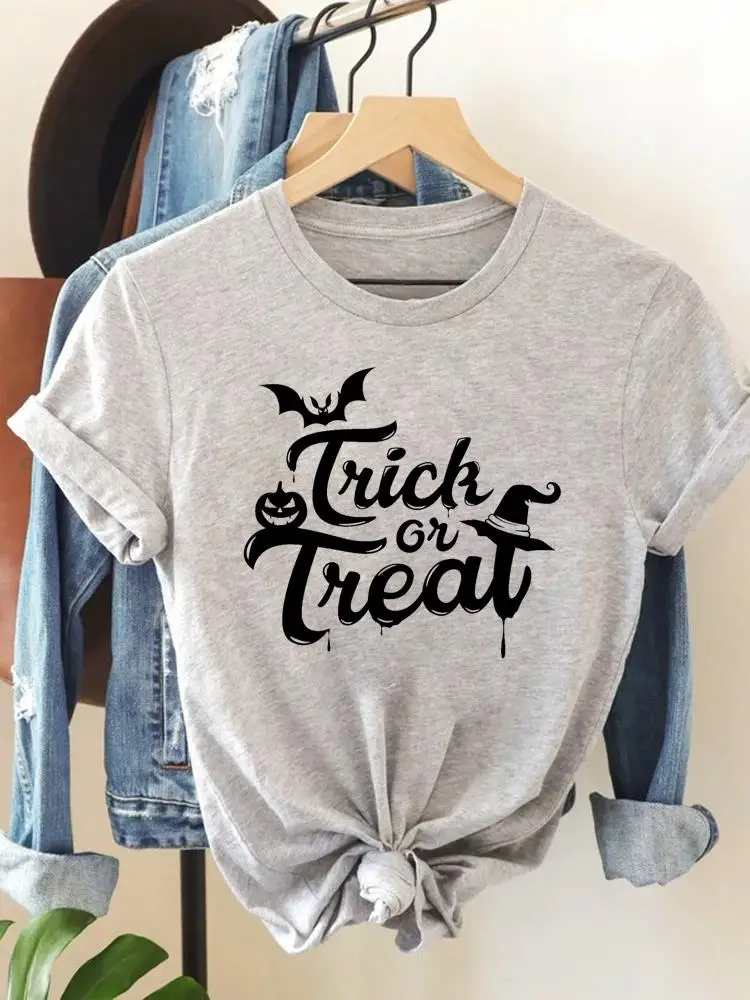 Fall Autumn Clothing Clothes T Lady Women Print T-shirts Cat Funny Trend Halloween Thanksgiving Top Fashion Prints Tee