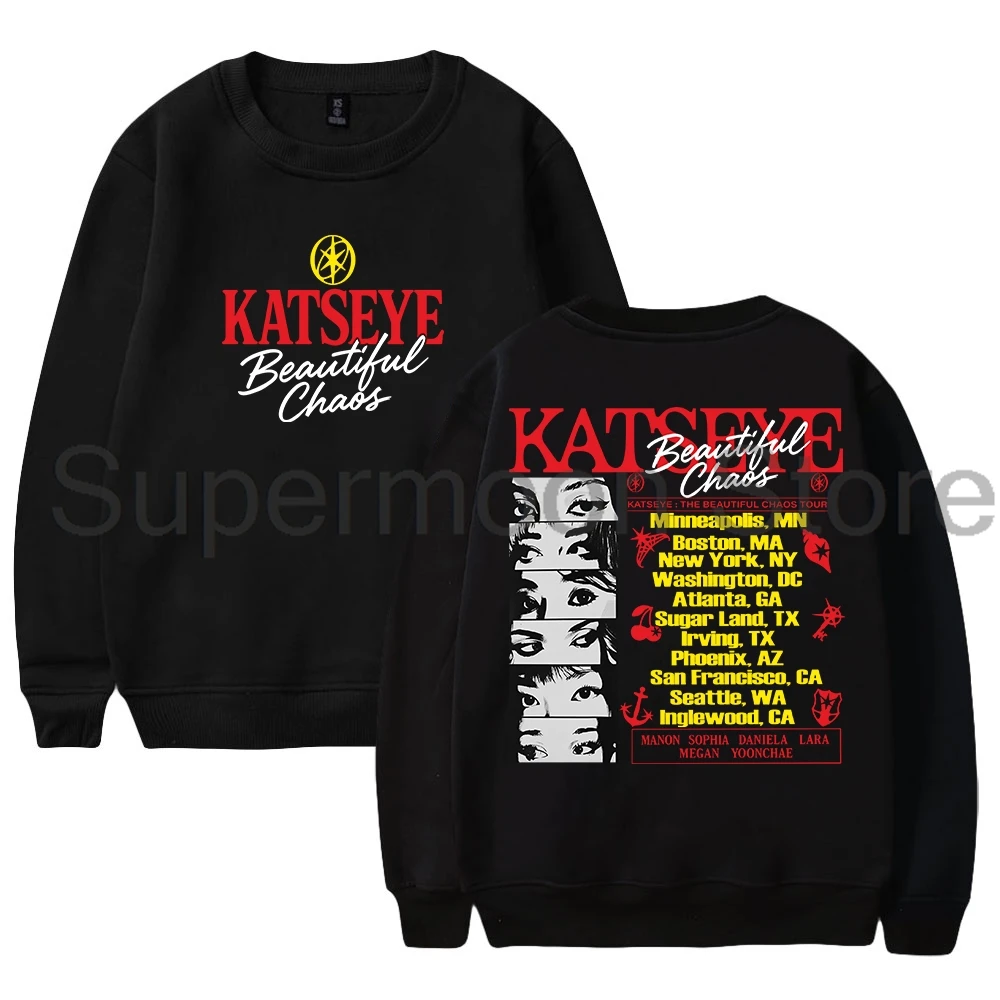Kpop Katseye The Beautiful Chaos Tour Merch Members Crewneck Long Sleeve Streetwear Men Women Pullover Sweatshirts