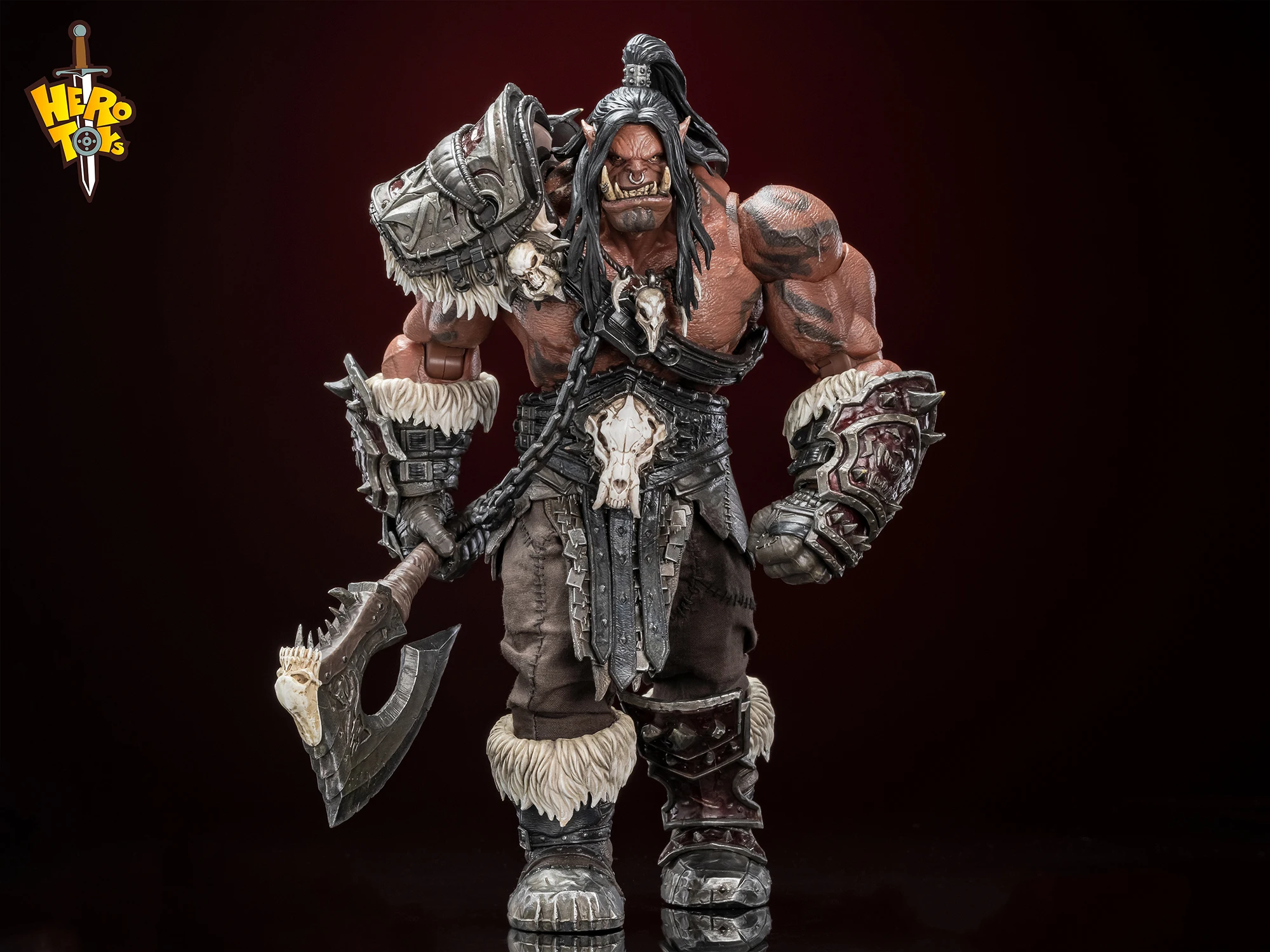 Genuine Hero Toys 1:10 Wow Grommash Hellscream Tribal War Song Great Chieftain Orc Warrior Collectible Action Figure Toy