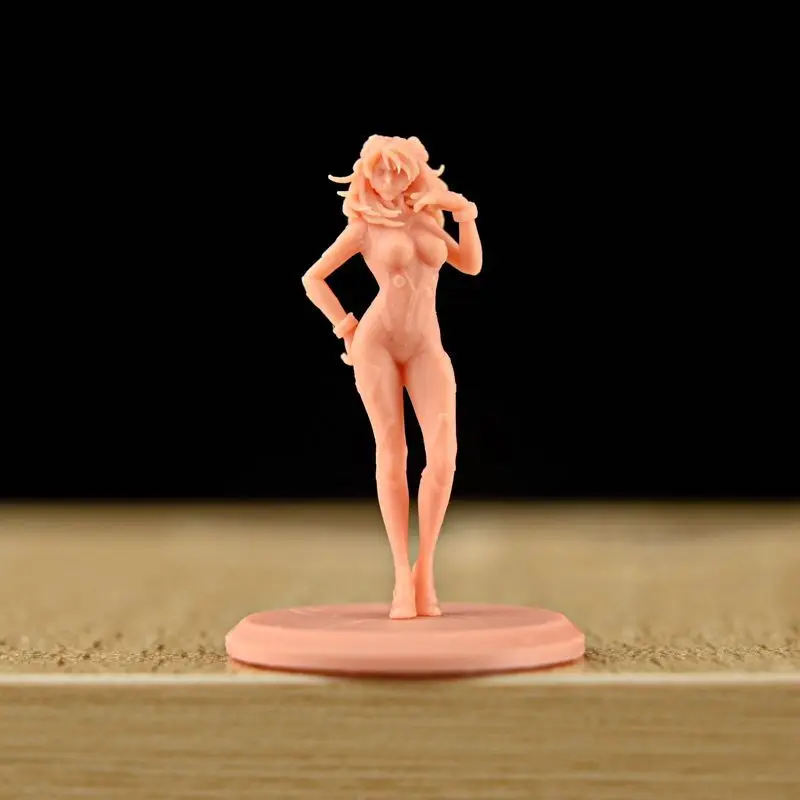 1/64 Small Scale Figure Female Warrior Combat Uniform Anime Two-dimensional Ornament Miniature White Model