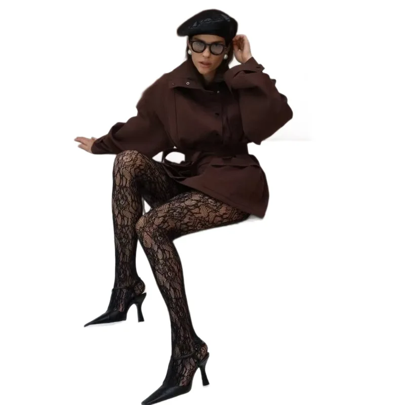 

Женский однотонный тренч средней длины с завязками, модель 2026, европейский и американский стиль, новинка.