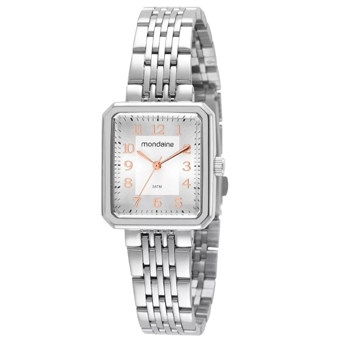 Mondaine Rectangular Silver Women's Watch 32358L0MVNE2