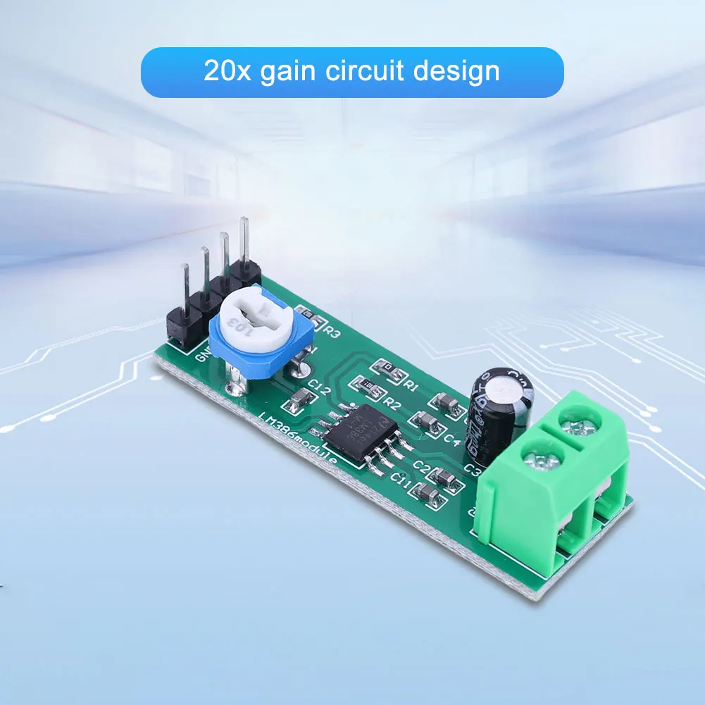 LM386 Single Channel Amplifier Board 200 Times Gain Digital Sound Amplifier Module 5V-12V Input for Speaker Electronic DIY Kit