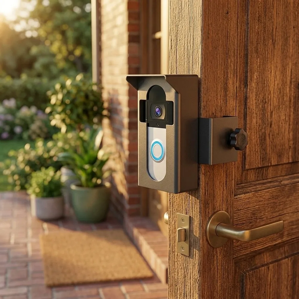 Metal Wall Mount Bracket With Rain Weather Protective Cover For Outdoor Video Doorbell Home Door Installation New Hareware Part