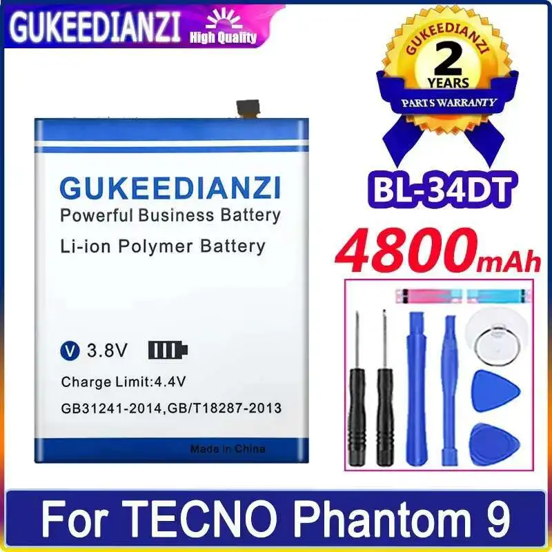 

Mobile Phone Battery BL-34DT 4800Mah For Tecno Phantom 9 Phantom9 CC9 AB7 Camon 12 Pro CAMON12