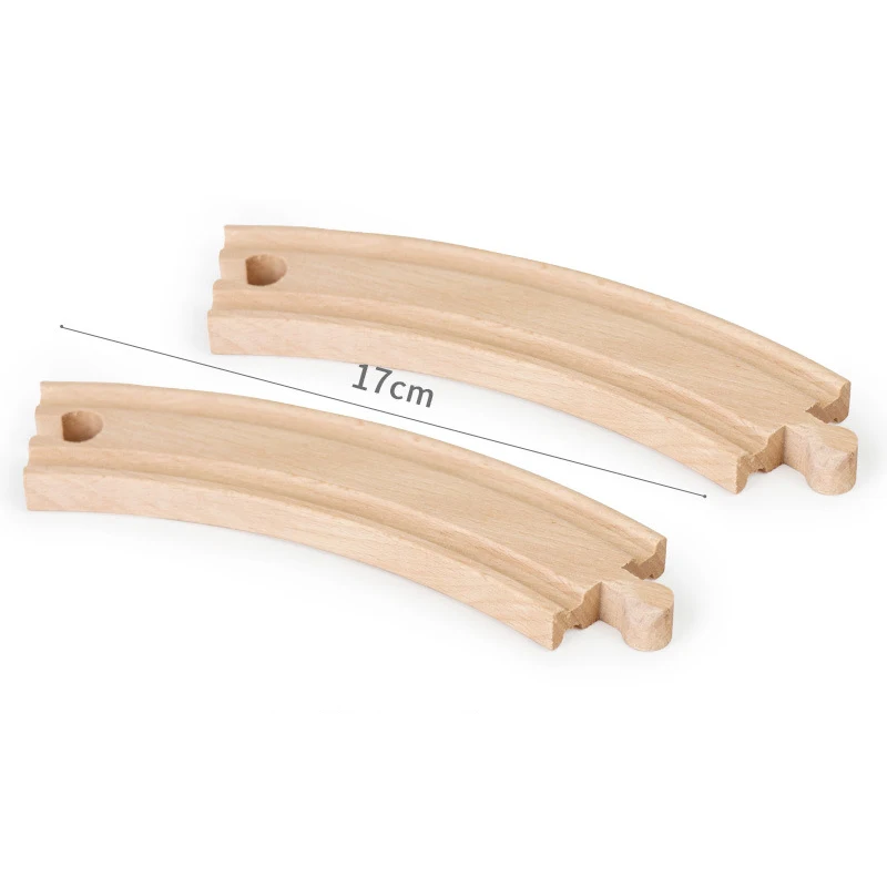 Wooden Racing Track Railway Road Accessories DIY Beech Wooden Train Bridge Straight Race Track Toys Educational Toy For Kid Gift