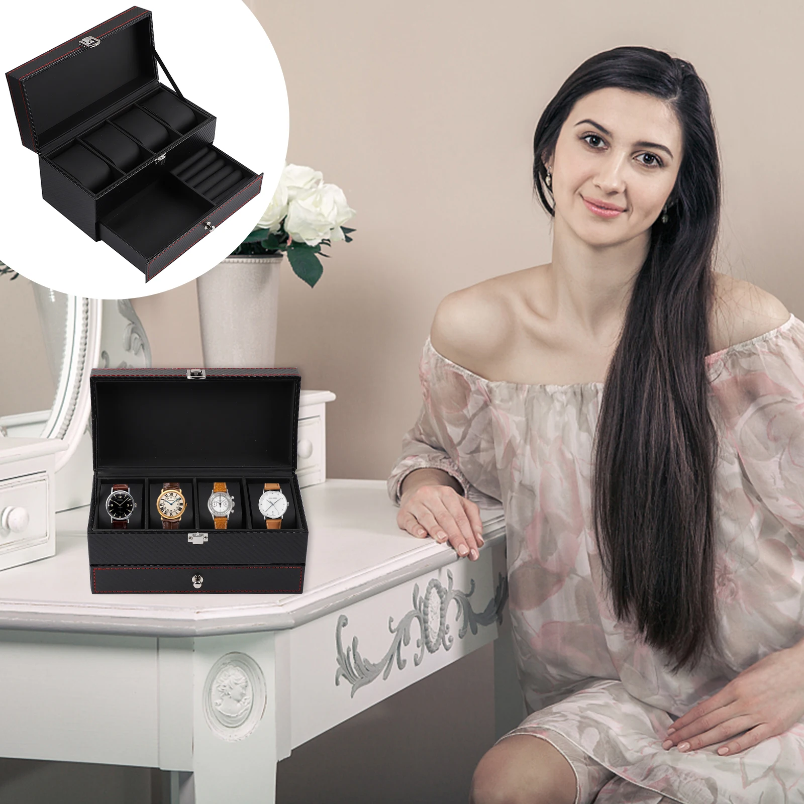 

1pc Stylish Watch Display Box With Elegant Jewelry Storage Case For Special Occasions
