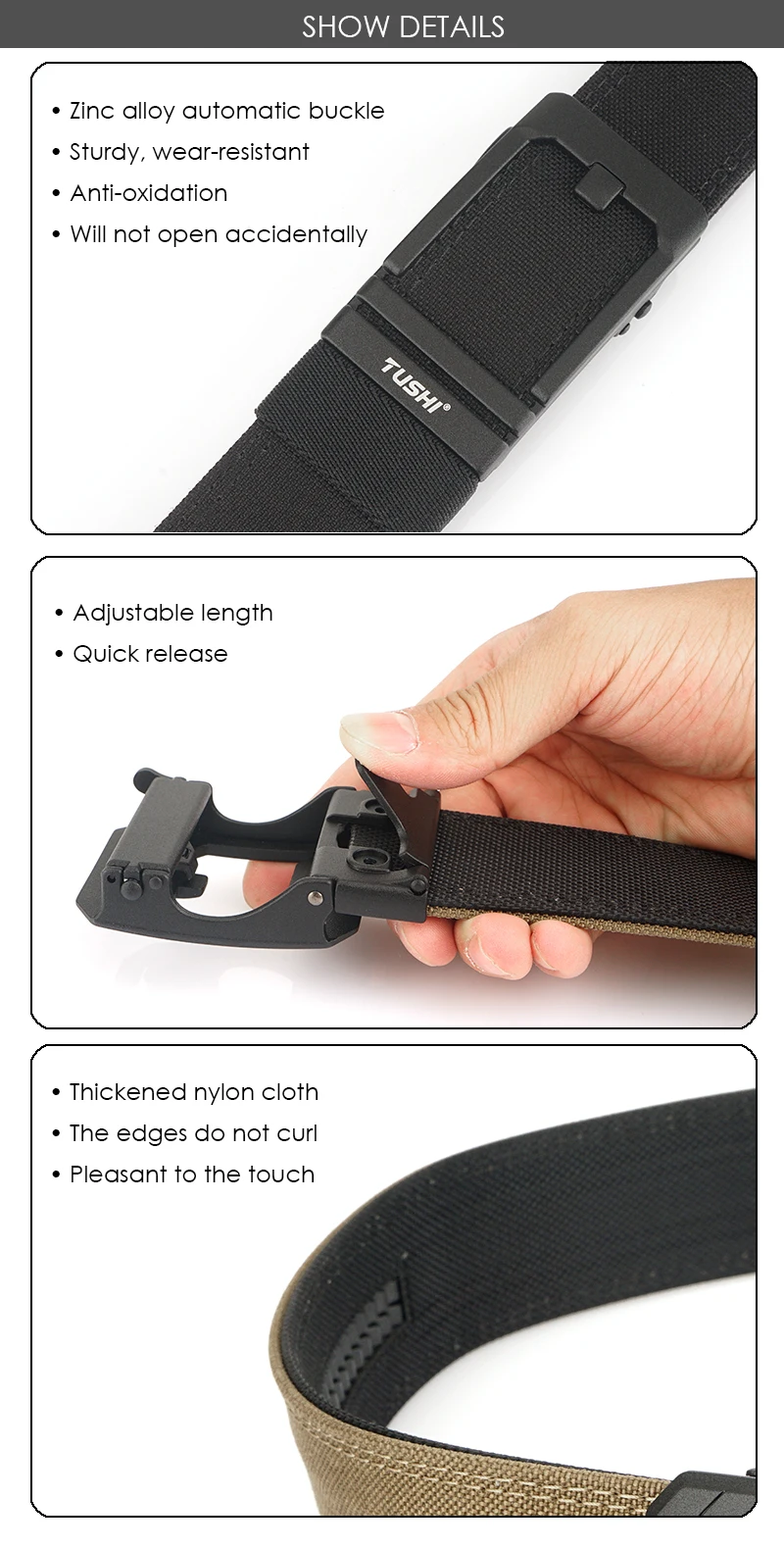 VATLTY neue taktische Pistole Airsoft Gürtel für Männer Metall automatische Schnalle Militär gürtel 1100d engen Nylon Freizeit gürtel männlichen Gürtel – Detail 4