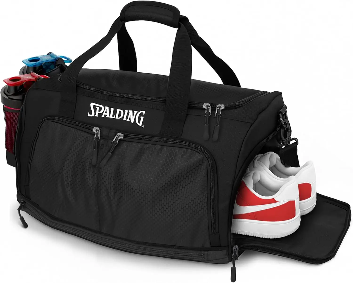 

Спортивная сумка Spalding для мужчин и женщин с отделениями для мокрых вещей и обуви - вместительная сумка для тренировок объемом 55 л, идеально подходит для путешествий и занятий спортом.