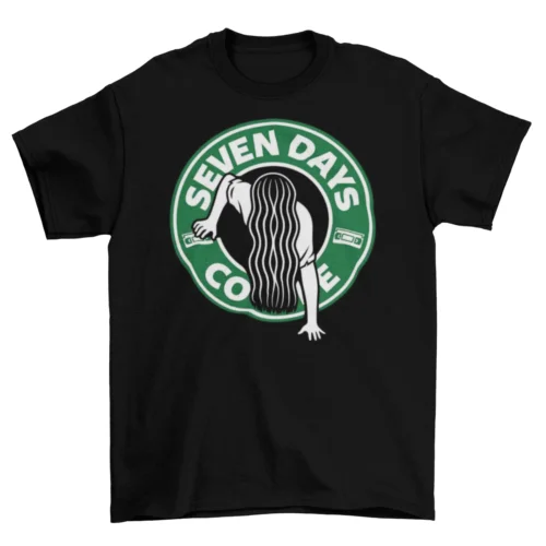 

The Ring Coffee T-Shirt Unisex Cotton Funny Sizes 7 seven days Halloween New