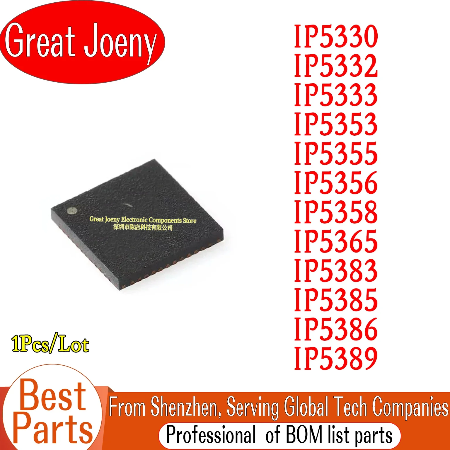(1piece) IP5330 IP5332 IP5333 IP5353 IP5355 IP5356 IP5358 IP5365 IP5383 IP5385 IP5386 IP5389 QFN   Chipset Bulk Best Price