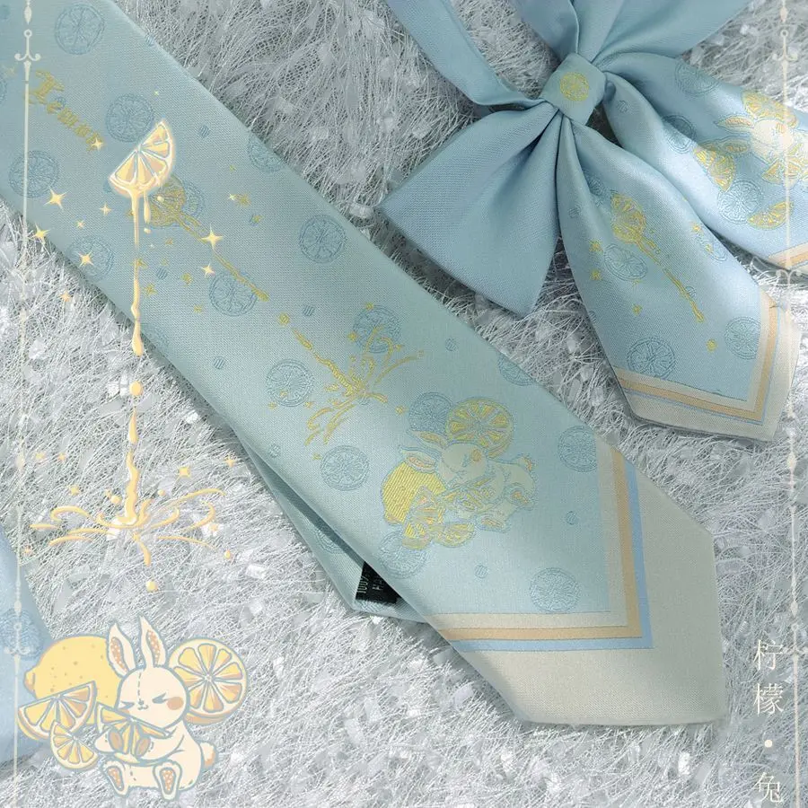 

[Lin Yuejun]Lemon Bunny JK Tie Women's Shirt Accessories Small Items Uniform Jacquard Light Green Fresh Casual