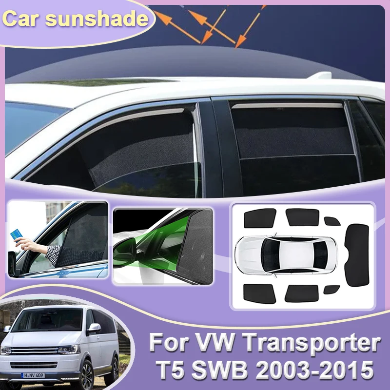 Car Mesh Sunshades For VW Transporter T5 Accessories Multivan Caravelle SWB 2003-2015 Sunshade Covers Sunscreen Window Sun Visor
