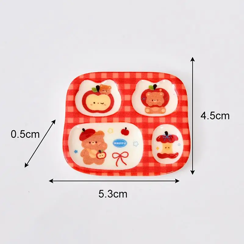 Mini Cute Resin Small Plates With Cartoon Animal Patterns For Dollhouse Decor DIY Crafts Jewelry Storage