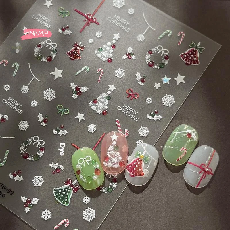 1 قطعة عيد الميلاد مسمار الفن ملصقات البرنز الثلج لطيف الكرتون سانتا كلوز وشجرة عيد الميلاد مانيكير الشارات DIY لقضاء عطلة #1