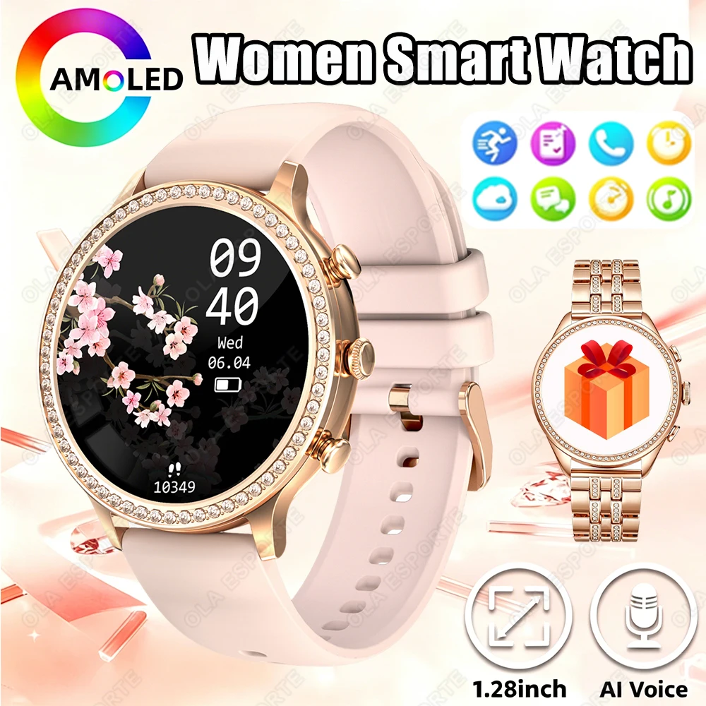 

Новые модные умные часы для женщин с AMOLED-экраном, Bluetooth-звонками, настраиваемыми циферблатами, функциями для здоровья, музыкой и спортом, женские смарт-часы HW12