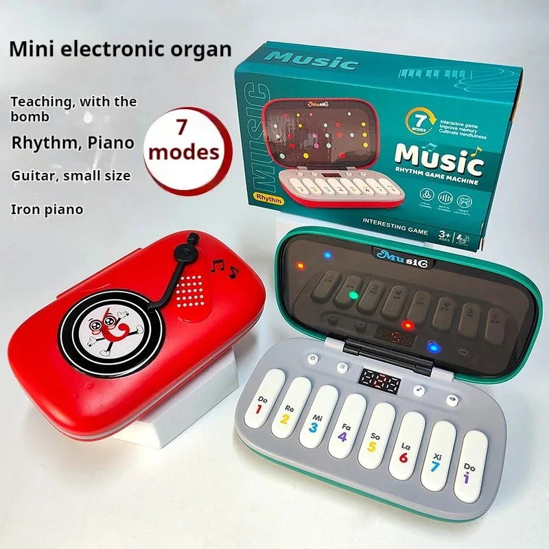 Electronic Music Rhythm Puzzle Game Machine Montessori Pockets Travel Toy Light Up Educationa Sensory Fast Push Electronic Organ