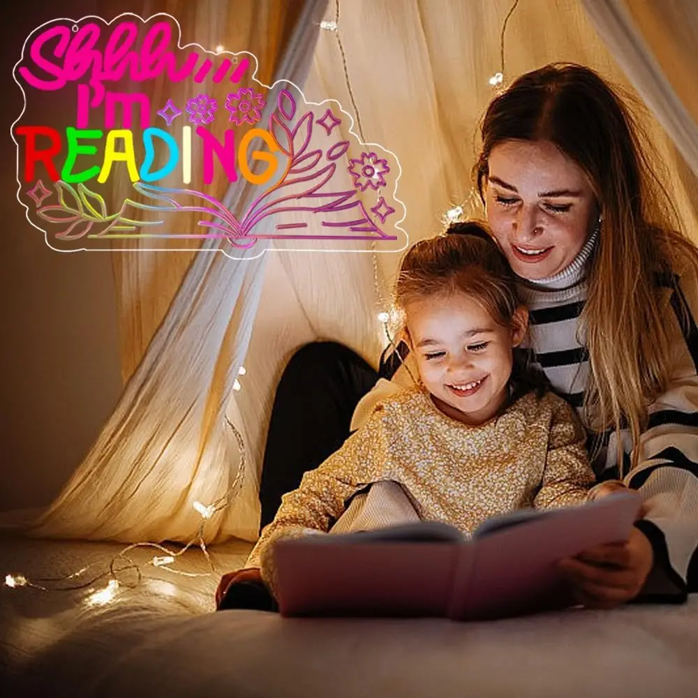 قراءة ضوء النيون النيون تسجيل USB عكس الضوء LED النيون تسجيل الجدار الديكور لغرفة النوم غرفة المعيشة هدايا حفلة عيد ميلاد #5