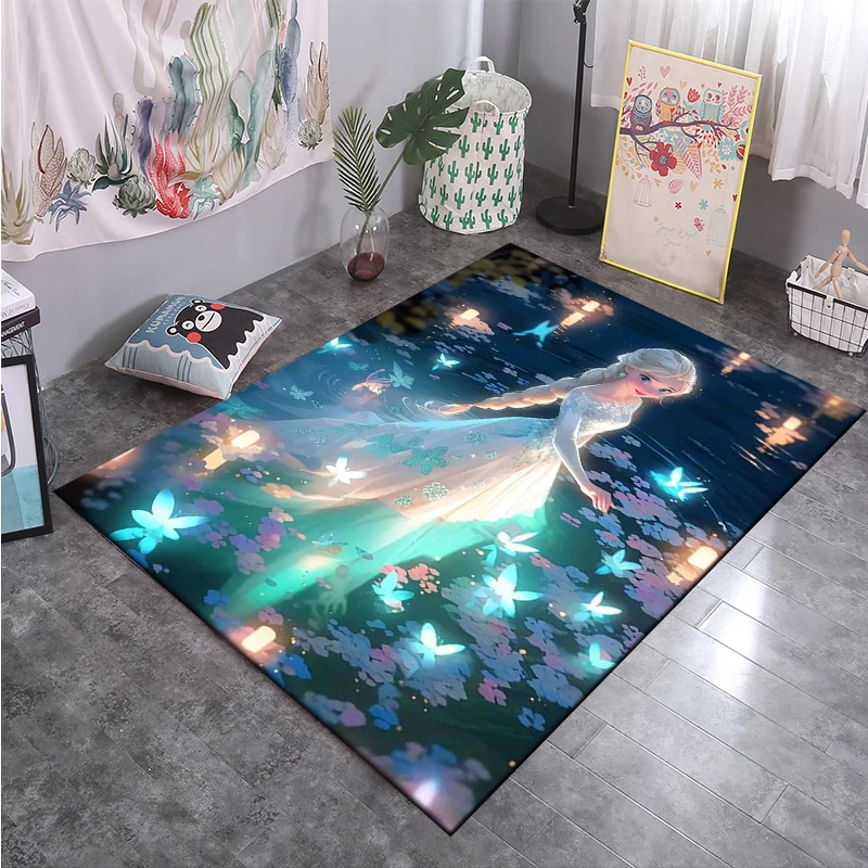 

Disney Carpet Anime Frozen Princess for Children Living Room Bathroom Non slip Floor Mat Sofa Coffe Mat Child Area Rug Gift