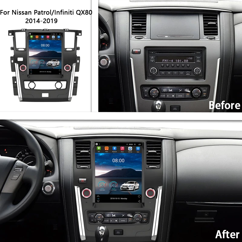 12.1inch Android14 For Nissan Patrol/Infiniti QX80 2014-2019  Car Radio Gps Navigation AC8259 8-core 8+256G 1024*768 carplay