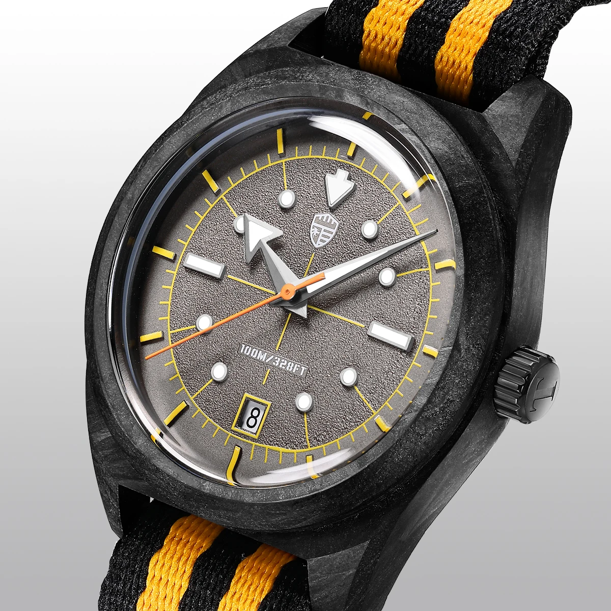 Carbon Fiber Men's Diving Watch 39mm Automatic Mechanical Movement 100M Professional Water Resistant Wristwatch Luminous