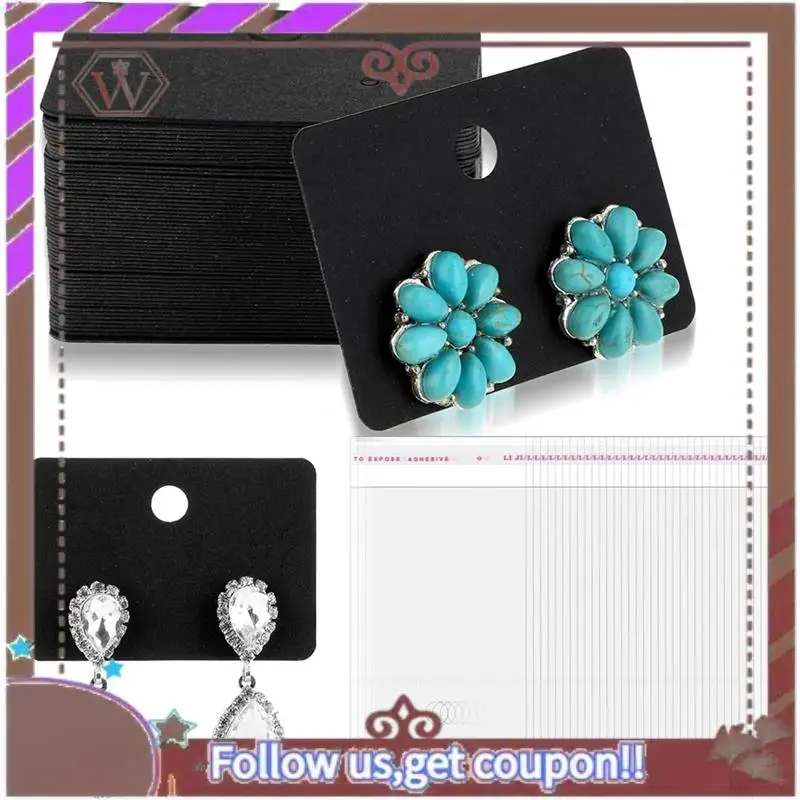 

A95D-Earring Cards,For-For Selling Jewelry, 100 Clear Jewelry Packaging, Earring Holder Card Display 100 Pieces