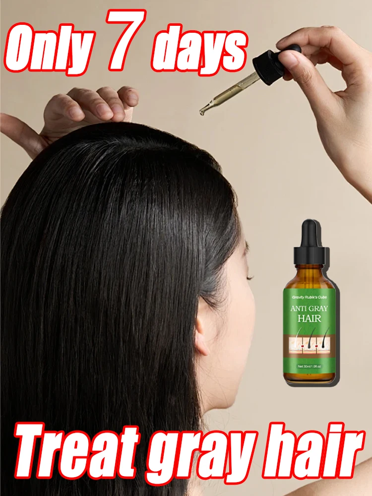 Gray Hair Treatment Serum White to Black Natural Color Repair Nourishing Products Anti-Hair Loss Care Men Women