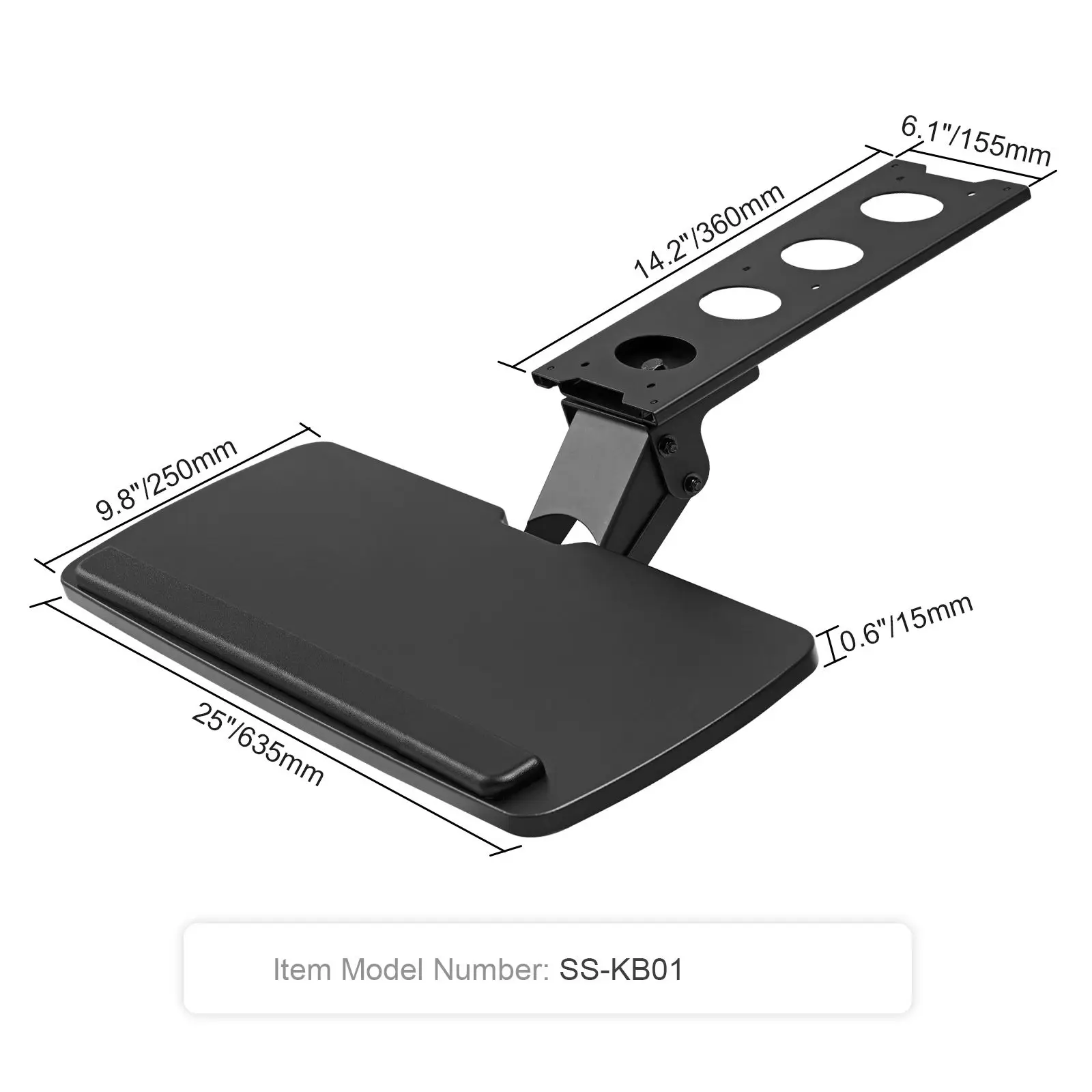 Keyboard Tray under Desk Adjustable Height, Height and Angle Adjustable under Desk Keyboard Tray Slide out, Large 25x9.8 inch Keyboard Holder under Desk for Typing in Home, Office Work