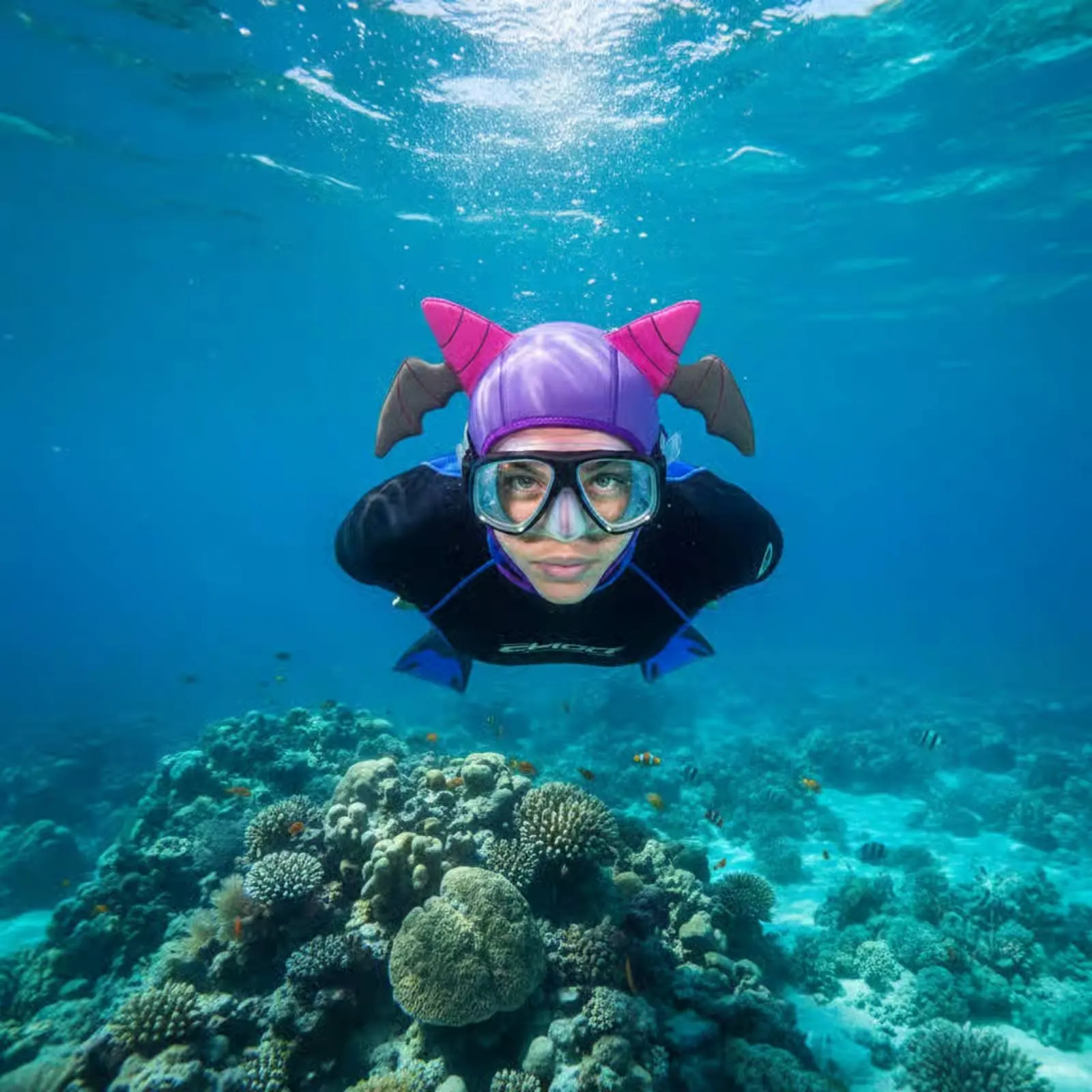 

Creature Ear Swim Hood Snorkel Friendly Cartoon Dive Hood Thermal Swim Cap Long-Lasting and Flexible Water Sports Gear Flat