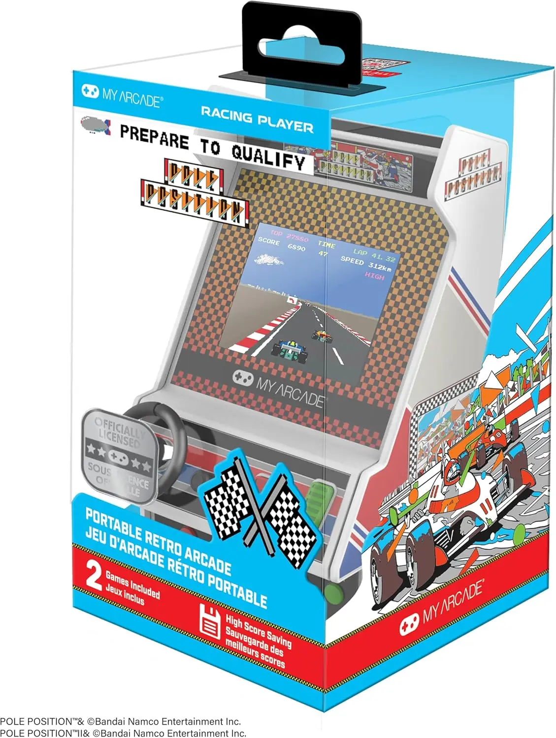 

Retro Racing Arcade Console: 2 Games, Real Controls, Full Color Screen, Adult Gift