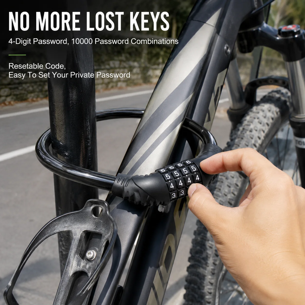 4Digit Resettable Combination Cable Lock Portable Anti Theft Waterproof Security Lock For Bicycle Scooter E Bike Luggage Gym Use