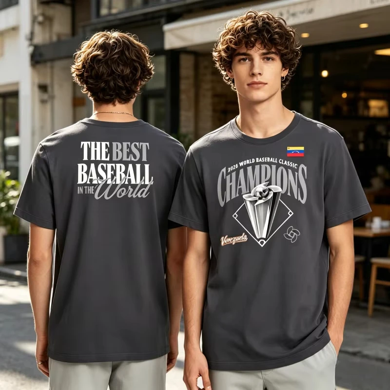 Unisex High-Quality Cotton Tee, Soft Breathable with Vintage Sports Trophy Print and Bold Contrast for Urban Street Style