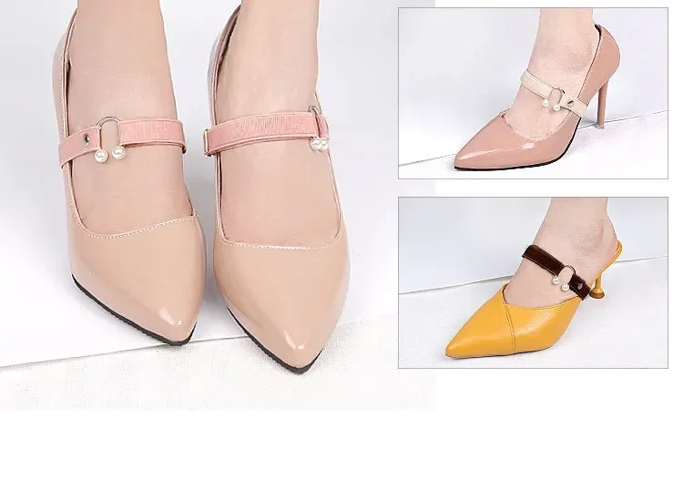Perlenverzierte, elastische, abnehmbare Schuhriemen für den Knöchel, rutschfeste Schuhhalterung, verhindert das Abrutschen von High Heels, Schuhzubehör. – Detail 10
