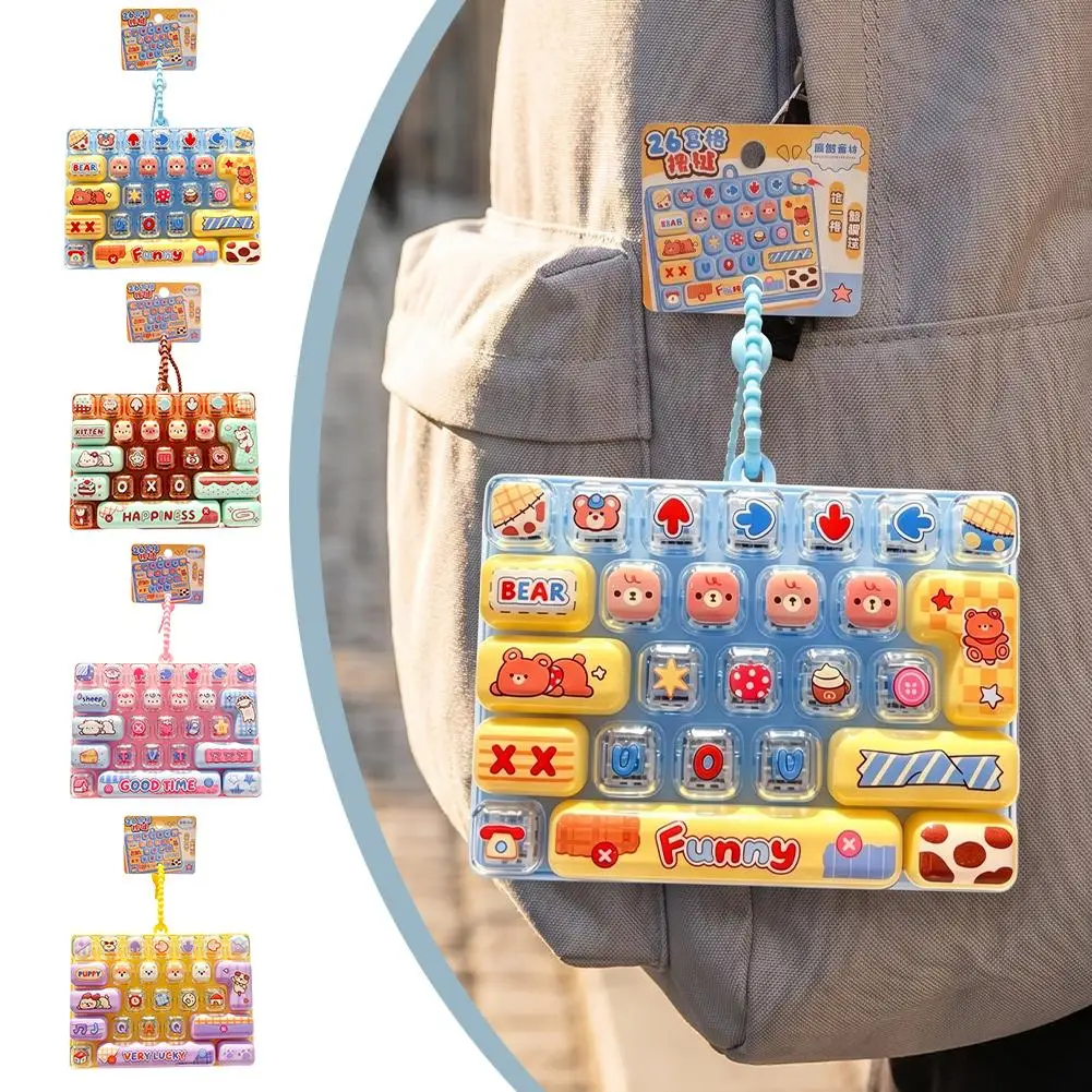 26Grid Keycap Clicker Cartoon Fidget Keyboard Keychain Anti Stress Decompression Button Hand Relax Party Favor Gift