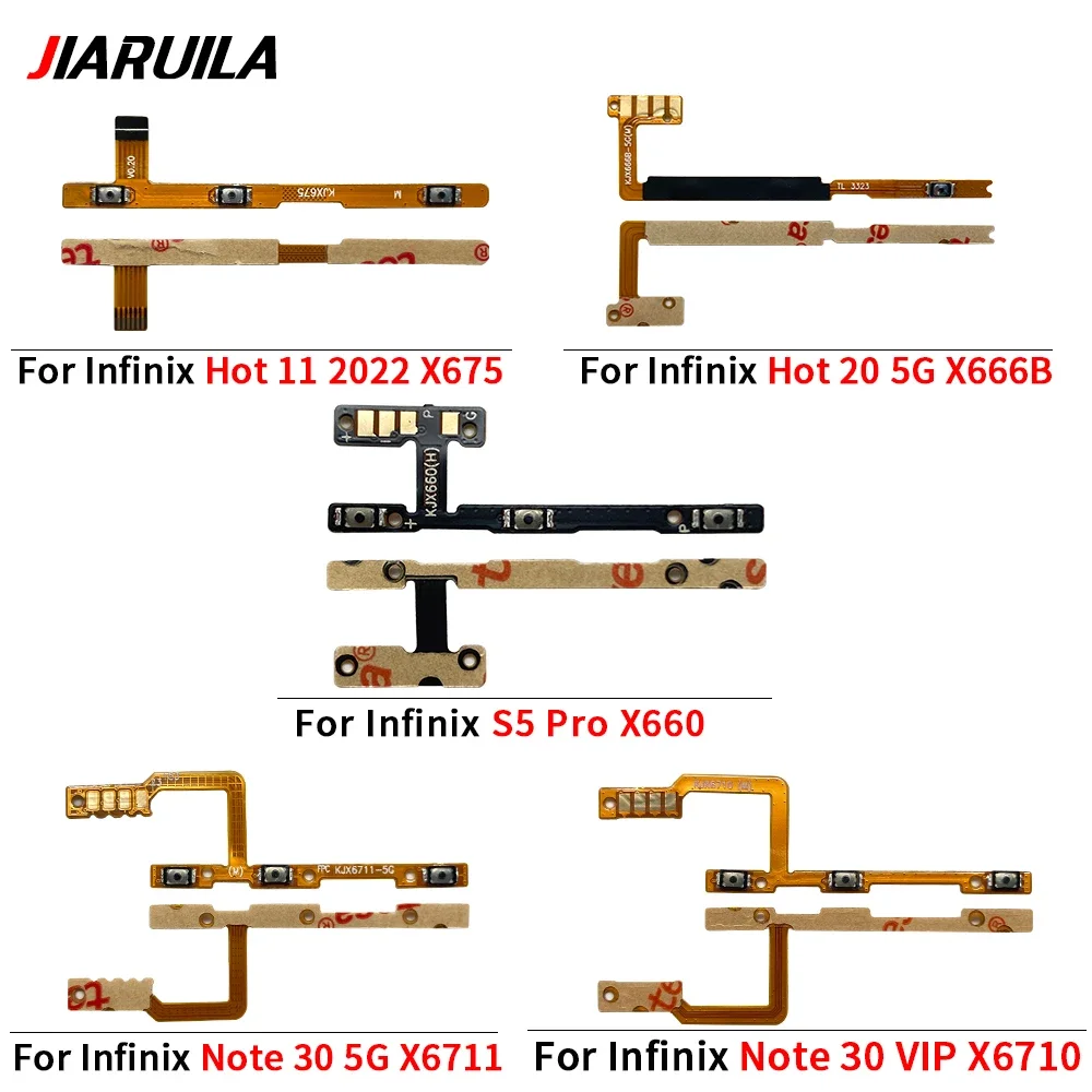 20Pcs,for Infinix Hot 9 10 11 20 30I Note 10 12 Vip 30 30I S5 Pro Zero 20 30 Zero X Power On/off Volume Key Button Flex Cable