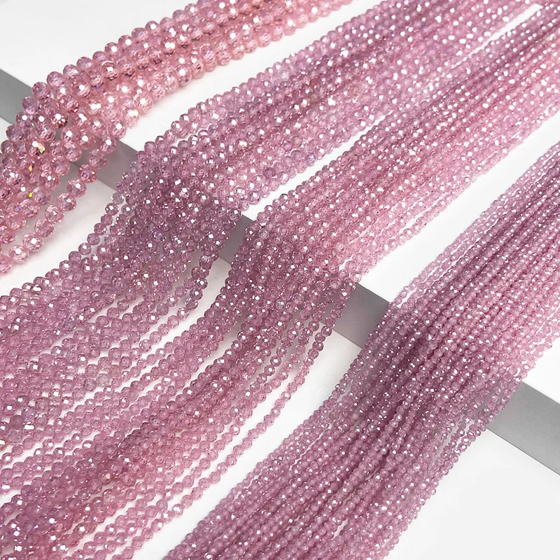 Natural Faceted Pink Rose Zircon Beads Transparent Loose Spacer Small Beads For Jewelry Making Diy Charm Handmade 2 3 4mm Supply