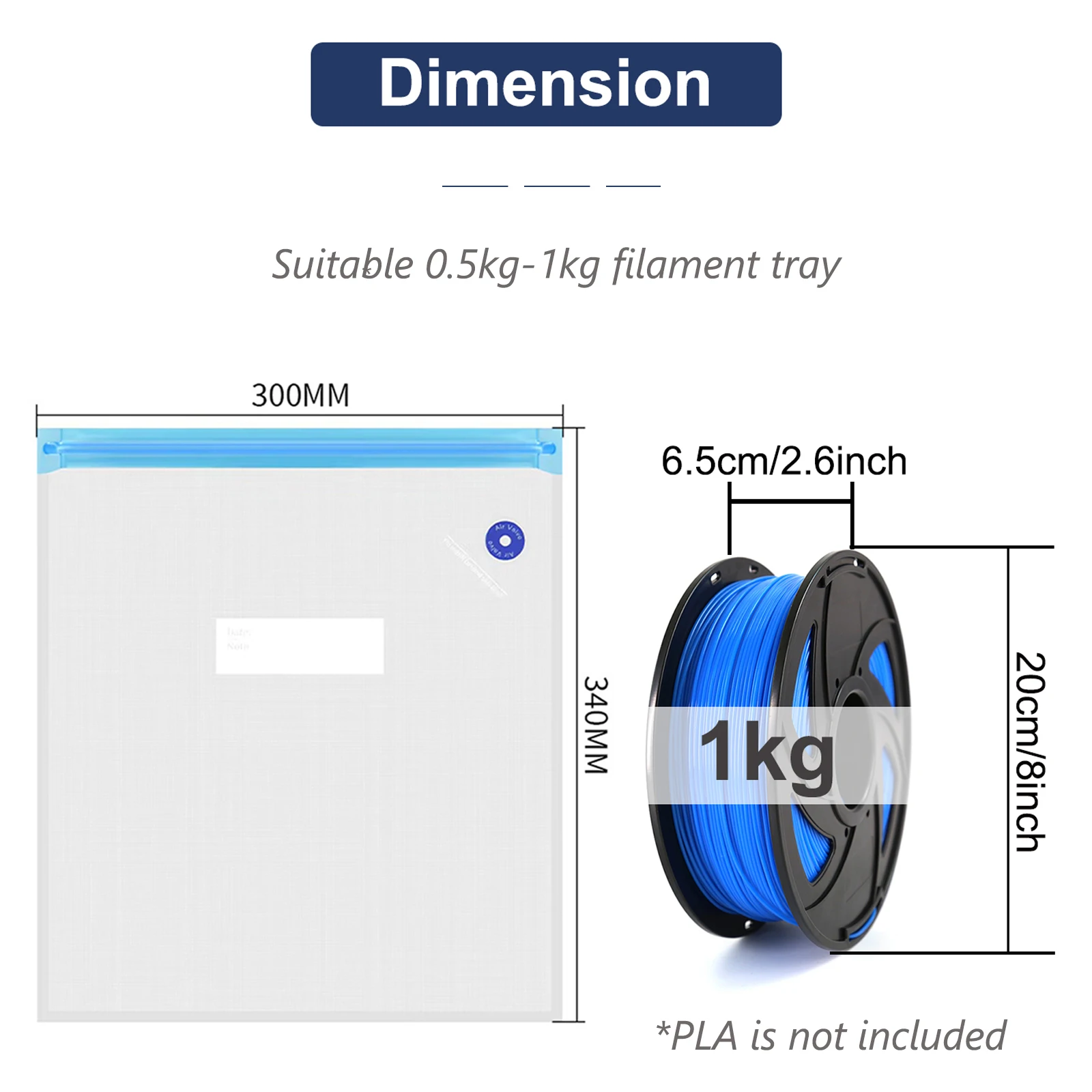 3D Printer Consumables Vacuum Bag with Pump for PLA ABS TPU PETG Moisture-proof Dryer Bag for 3D Printer Filament