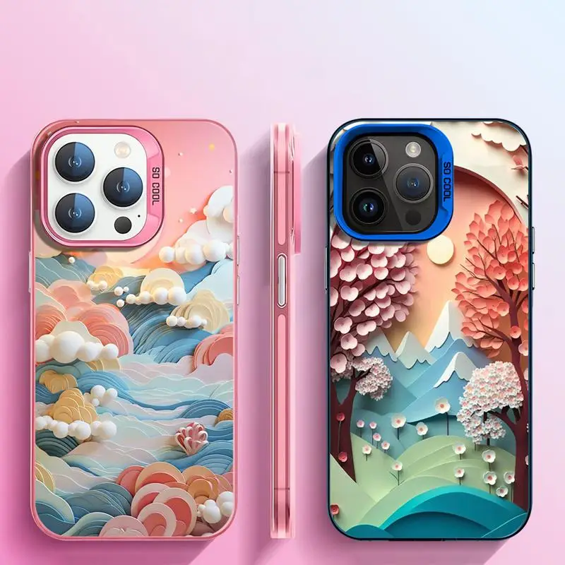 Landscape Creative Mountain Balloons Case For Apple iPhone 15 11 13 14 Pro Max 12 Silicone 15 Plus 11Pro Matte Phone Cover