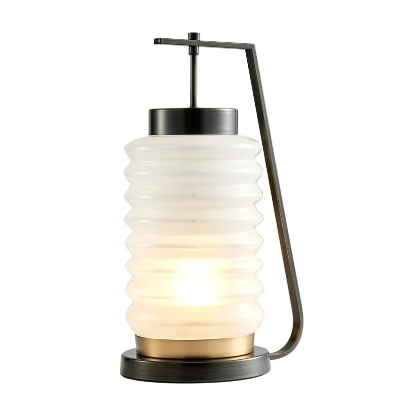 New Chinese style creative post-modern light luxury glass living room decoration table lamp bedside bedside study table lamp