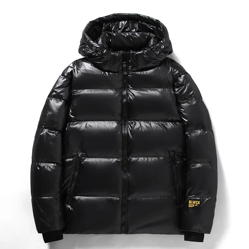 YEAE-Lightweight Down Jacket with Detachable Hood for Men and Women, Thick Couple Coat, Black and Gold, Winter